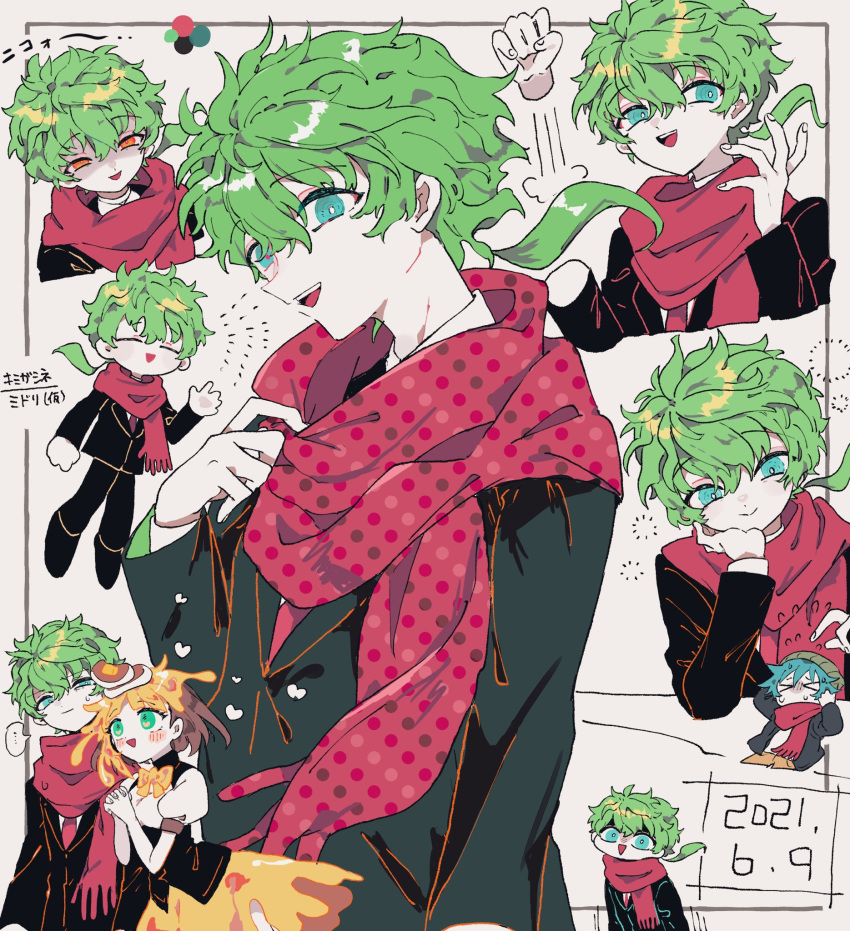 1boy, 1girl, alternate_eye_color, annoyed, beanie, blush, bow, bowtie