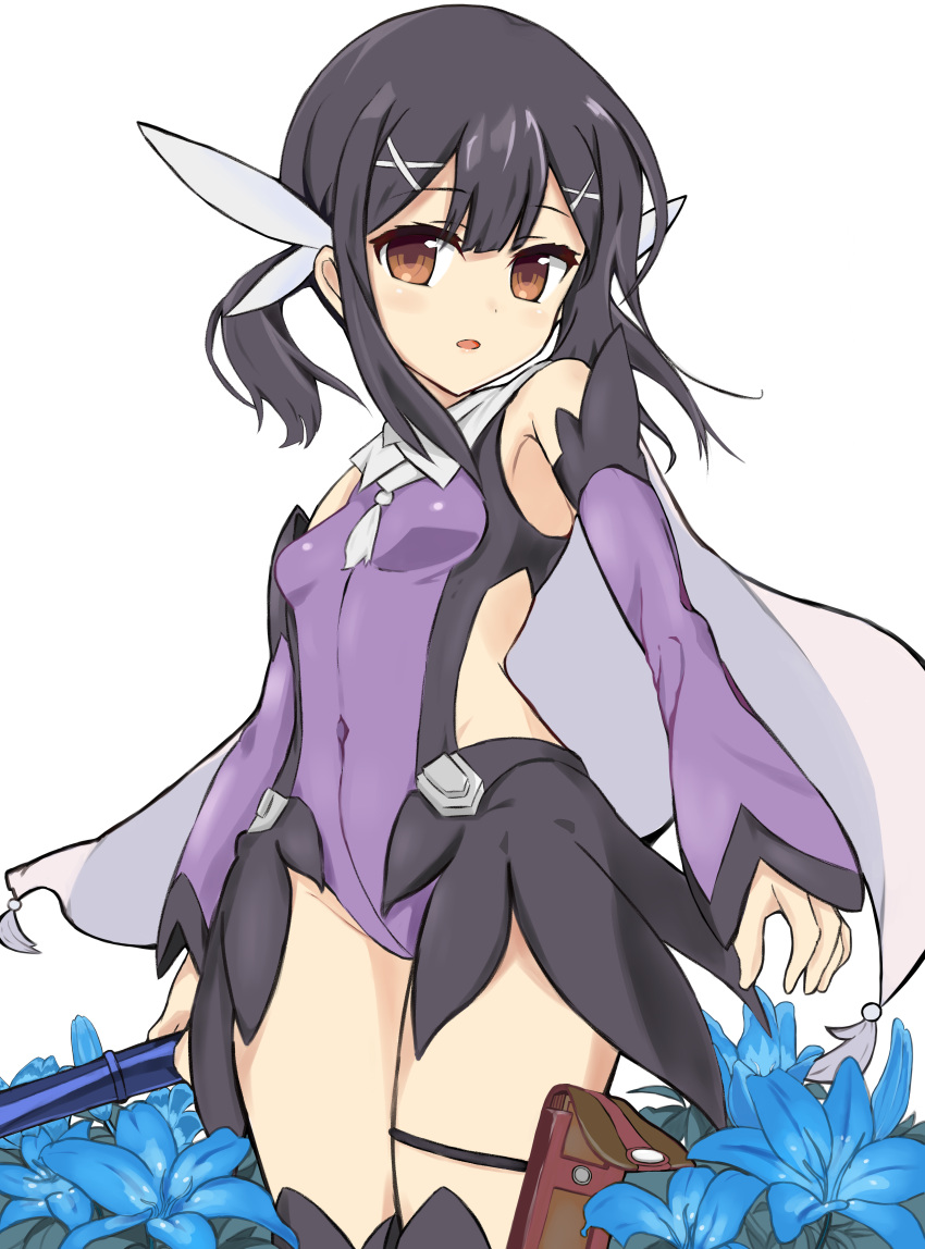 1girl, absurdres, bangs, bare_shoulders, black_hair, blush, breasts, brown_eyes