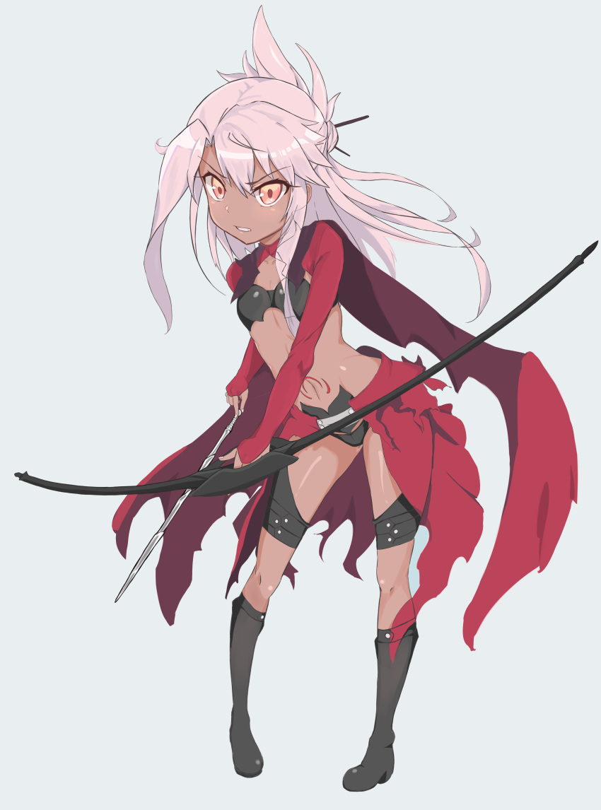1girl, absurdres, armor, arrow_(projectile), bangs, black_footwear, black_panties, boots