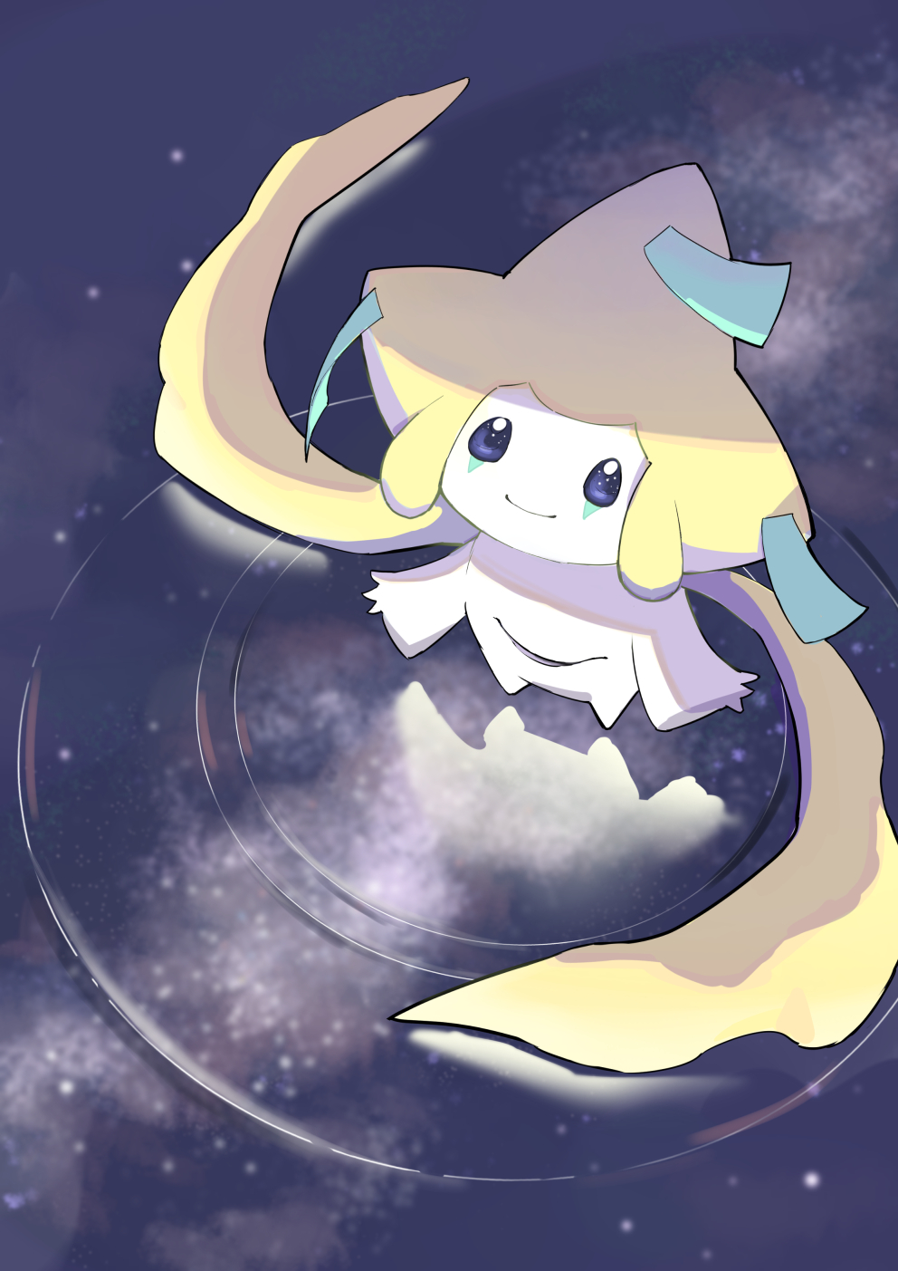 closed_mouth, commentary_request, highres, jirachi, koma_nezumi, looking_up, mythical_pokemon, no_humans