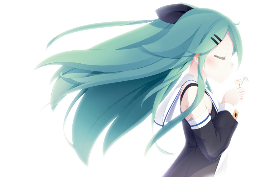1girl, absurdres, bangs, black_bow, blush, bow, closed_eyes, closed_mouth