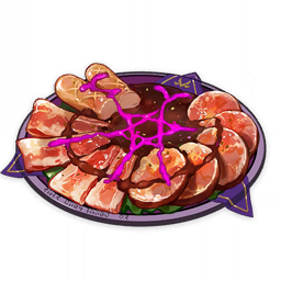 artist_request, bacon, commentary, die_heilige_sinfonie_(genshin_impact), english_commentary, food, food_focus, genshin_impact