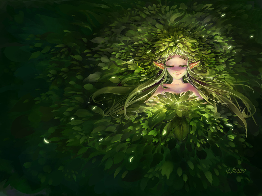1girl, closed_eyes, closed_mouth, commentary, dated, ekaterina_orange, english_commentary, green_hair