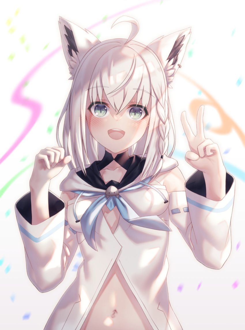 1girl, ahoge, animal_ear_fluff, animal_ears, bangs, braid, collarbone, commentary_request