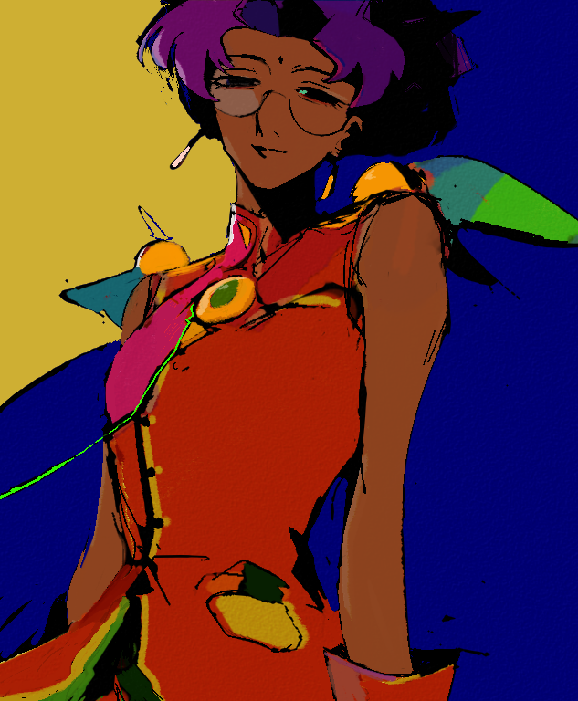 1girl, aiguillette, bindi, dark-skinned_female, dark_skin, dress, earrings, epaulettes