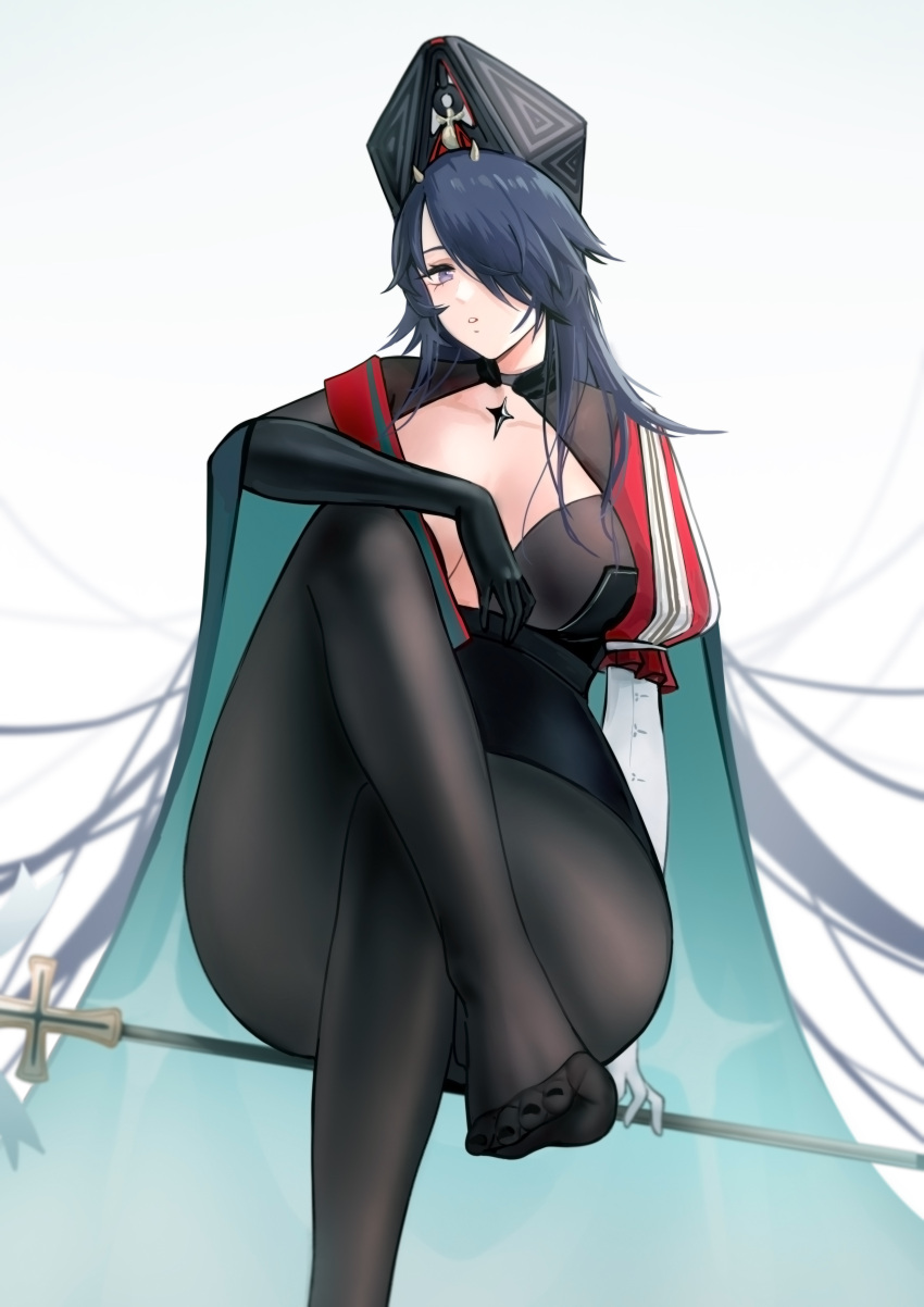 1girl, absurdres, arm_behind_back, azur_lane, black_corset, black_gloves, black_headwear, black_legwear