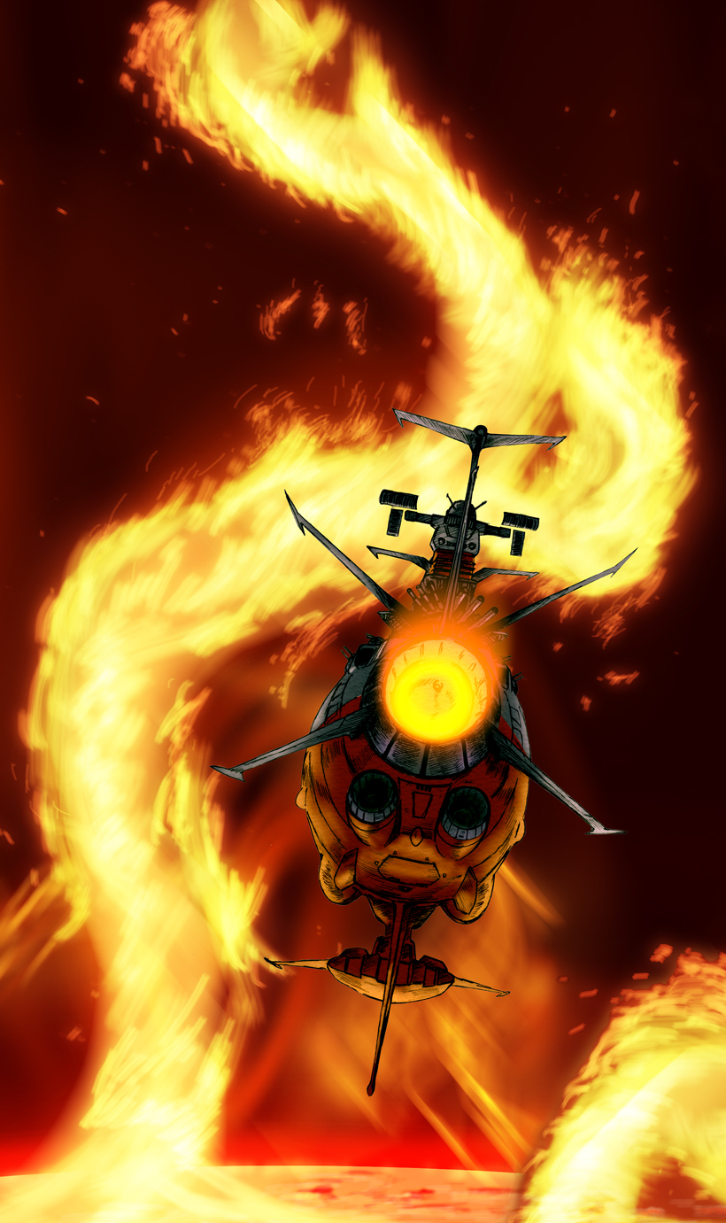 10s, bad_id, bad_pixiv_id, commentary_request, fire, from_behind, highres, no_humans