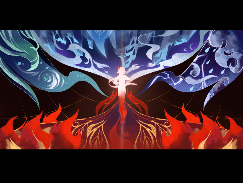 1girl, element_bending, fire, fu_hua, fu_hua_(phoenix), full_body, glowing, gugugu_(enigma0009)