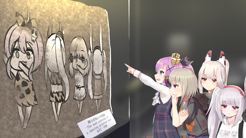 4girls, alternate_costume, animal_ears, ayanami_(azur_lane), azur_lane, backpack, bag, black_dress