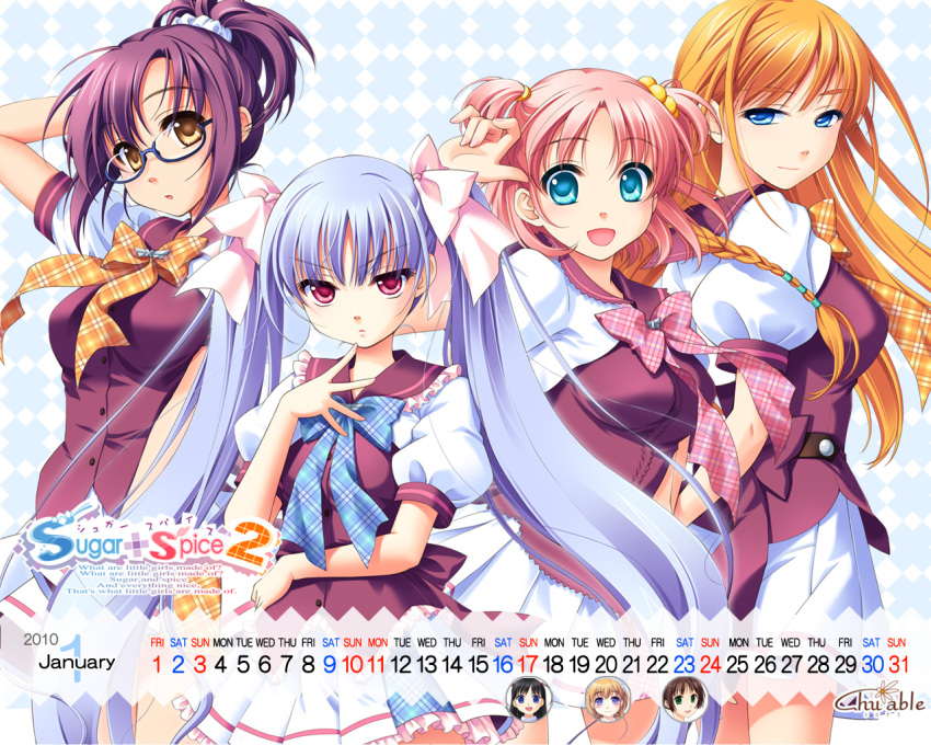 amamoto_fuuka, calendar, ginta, hiiragi_ginga, ribbons, sugar+spice_2, tagme, tanegashima_sana