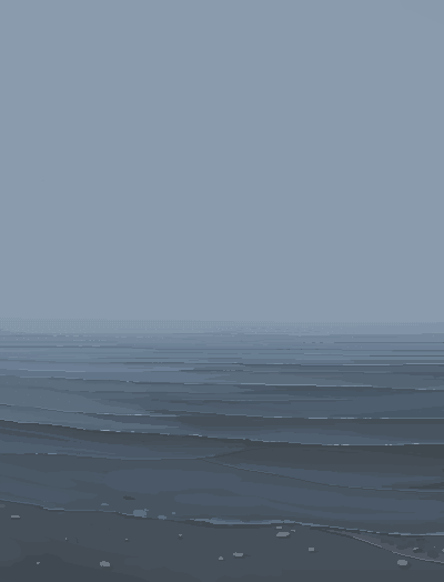 aqua_theme, beach, blue_theme, fog, hamsterfragment, jaggy_line, monochrome, no_humans