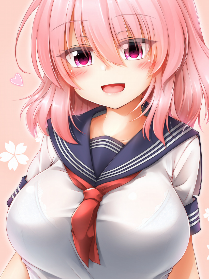 1girl, bangs, blue_bra, blush, bra, bra_through_clothes, breasts, collar