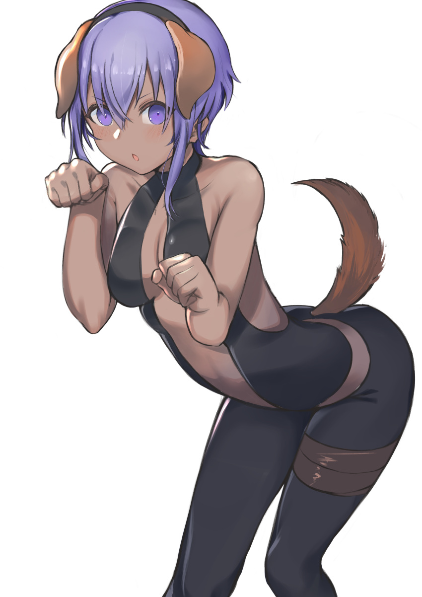 1girl, absurdres, animal_ears, bangs, bare_shoulders, black_headband, blush, breasts