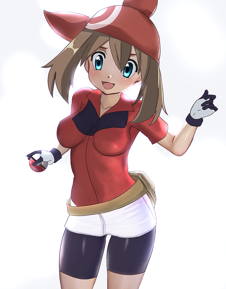 1girl, :d, aruman, bangs, bike_shorts, bike_shorts_under_skirt, blue_eyes, blush