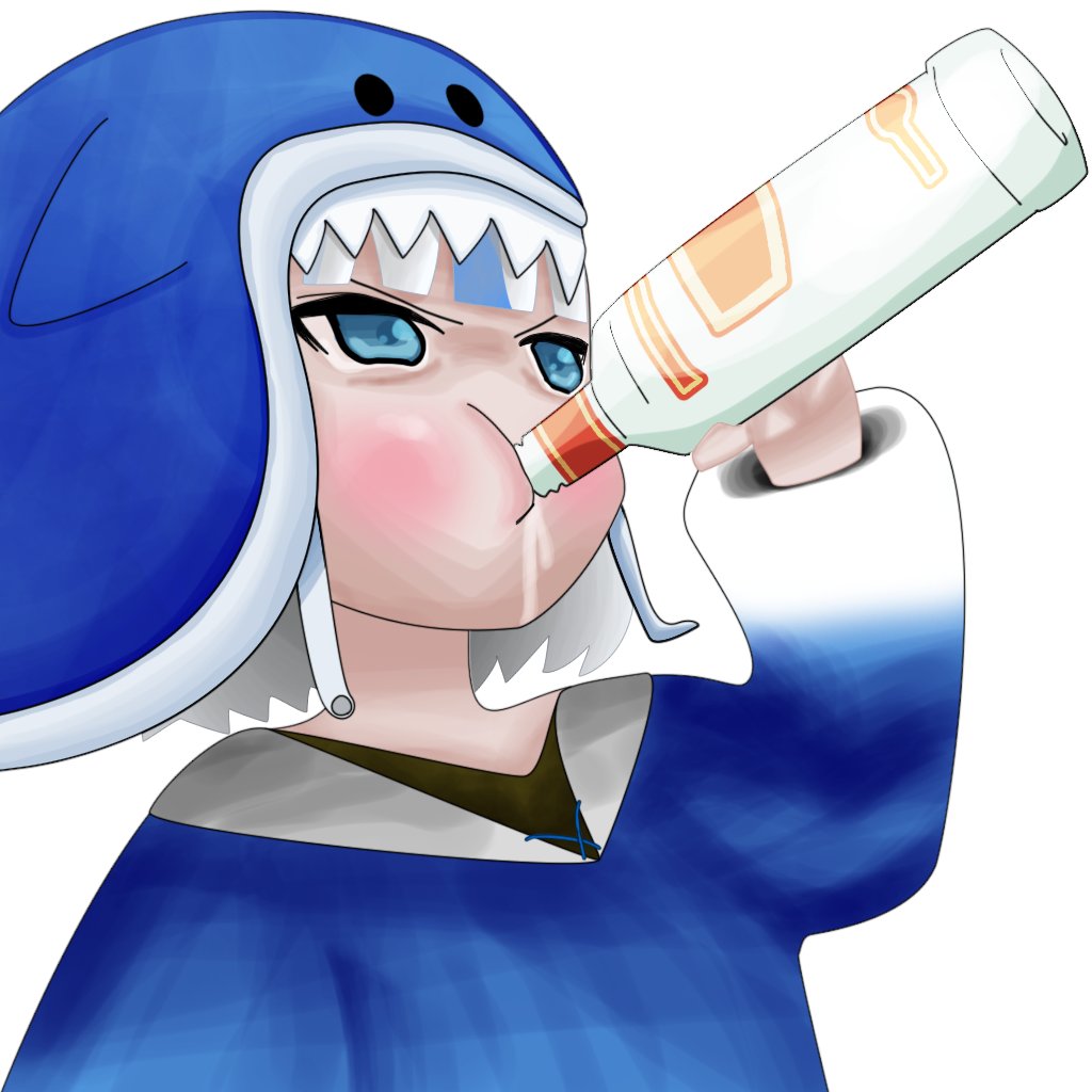 1girl, alcohol, blue_eyes, blue_hair, blush, bottle, chugging, drinking