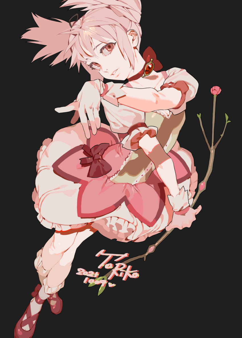 1girl, ballerina, black_background, bow_(weapon), bubble_skirt, choker, collarbone, gloves