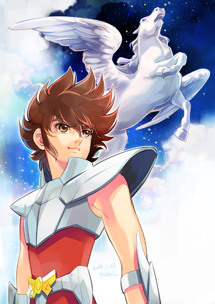 1boy, armor, brown_eyes, brown_hair, floating_hair, light_skinned_male, looking_away, male