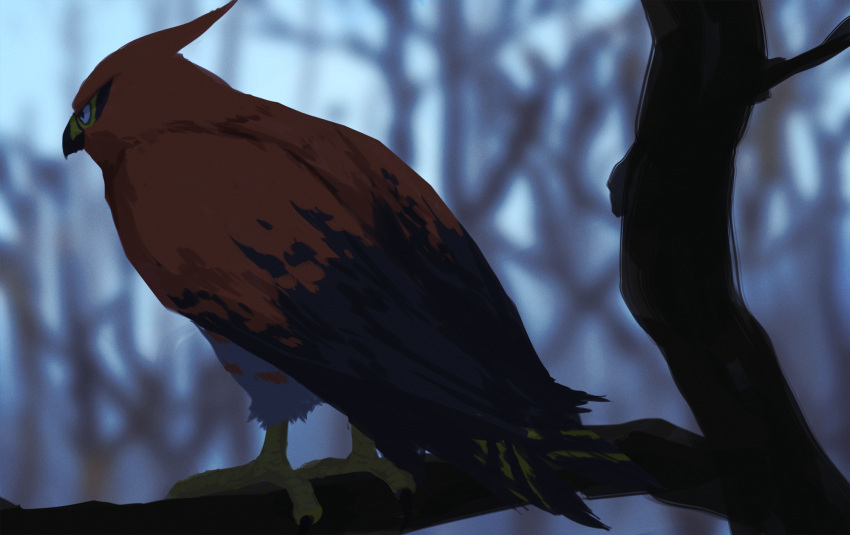 bare_tree, beak, bird, commentary_request, day, highres, no_humans, one-hour_drawing_challenge
