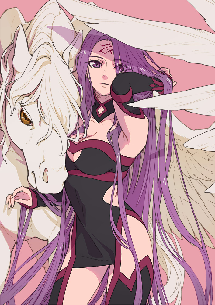 1girl, breasts, collarbone, cowboy_shot, detached_sleeves, eyebrows_visible_through_hair, eyes_visible_through_hair, facial_mark