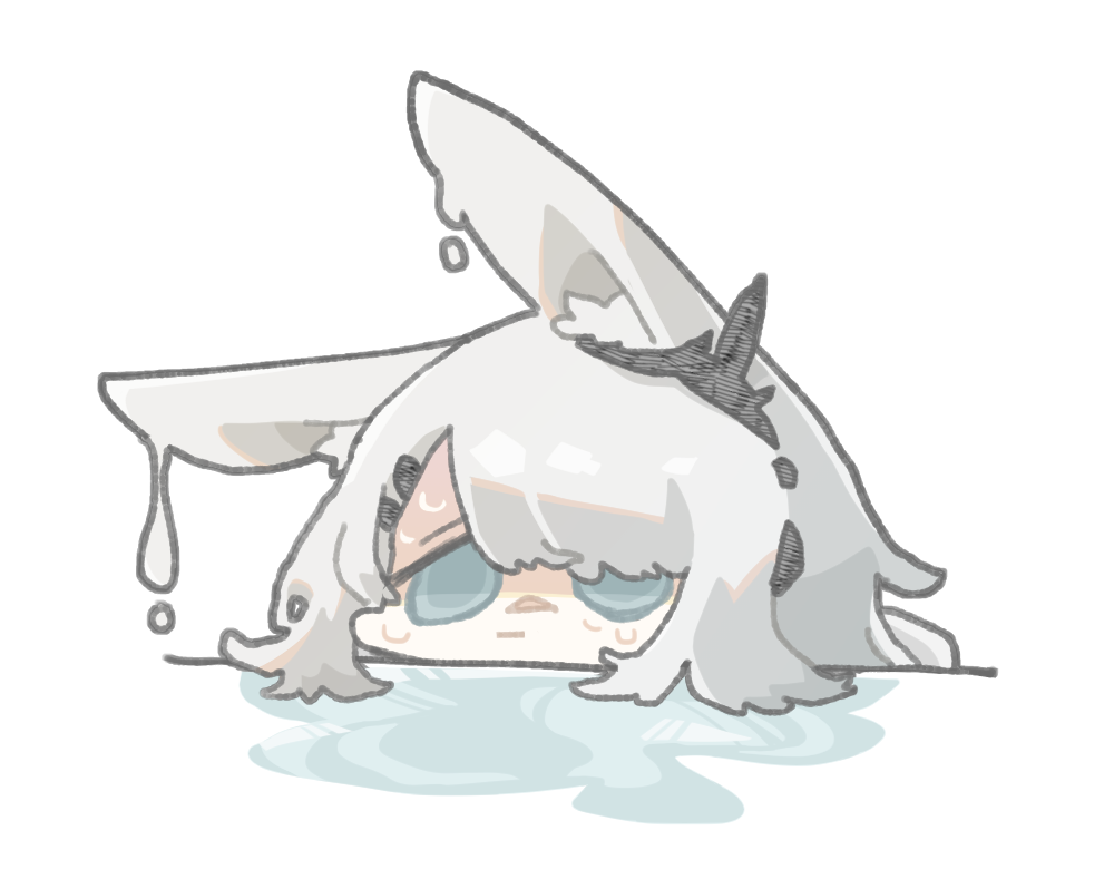 1girl, animal_ear_fluff, animal_ears, arknights, bangs, blue_eyes, chibi, commentary_request