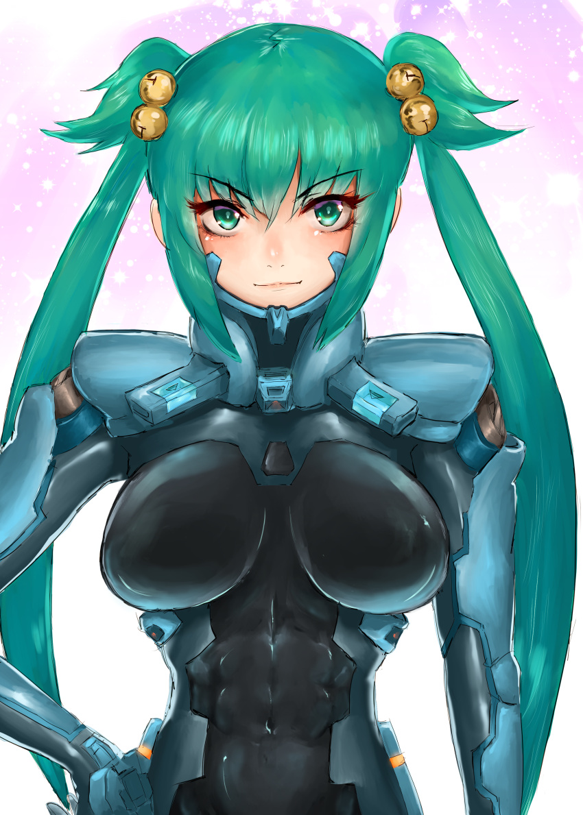 1girl, abs, absurdres, bangs, bell, breasts, covered_navel, covered_nipples