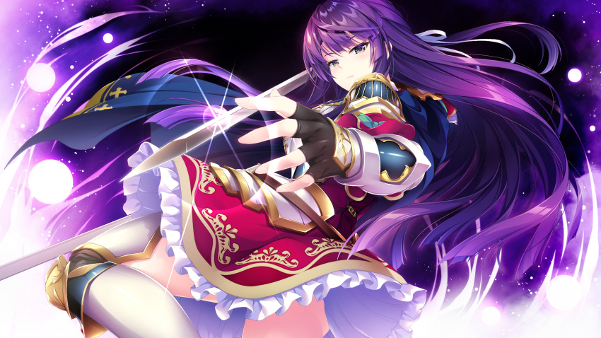 1girl, armor, bangs, black_gloves, boots, closed_mouth, eyebrows_visible_through_hair, faulds