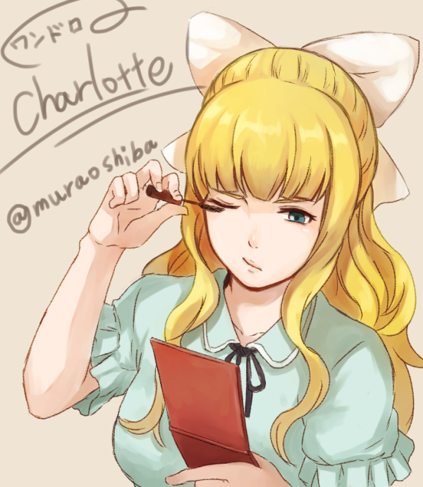 1girl, alternate_costume, bangs, blonde_hair, blue_eyes, charlotte_(fire_emblem), closed_mouth, collared_shirt