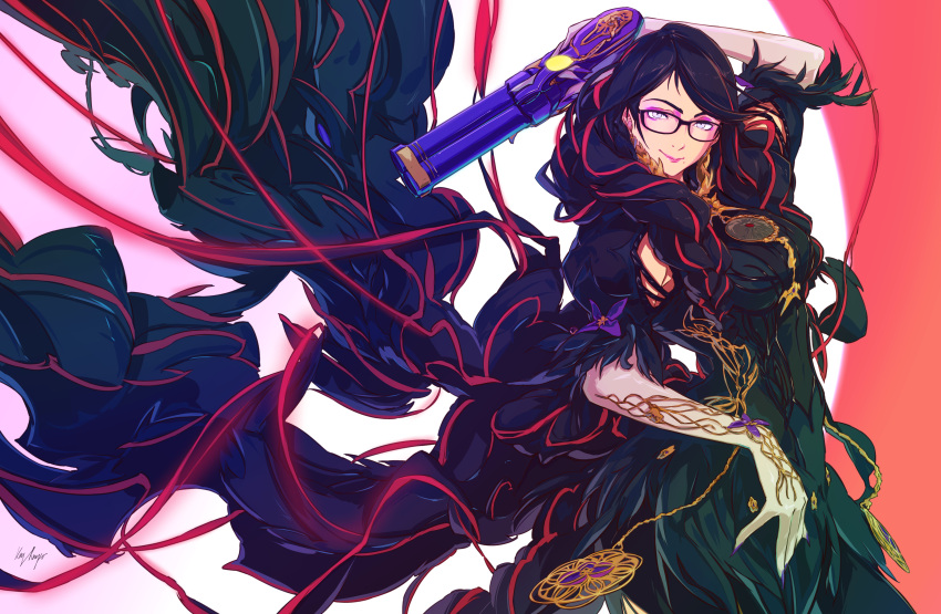 1girl, absurdres, bayonetta, bayonetta_(series), bayonetta_3, black_dress, black_hair, braid