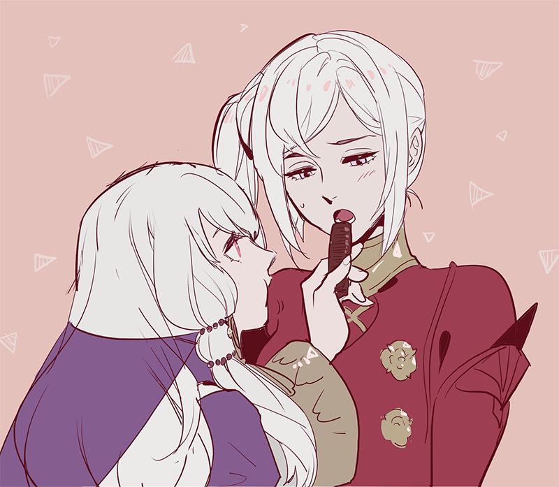 blush, byuub, candy, cape, dress, edelgard_von_hresvelg, fire_emblem, fire_emblem:_three_houses