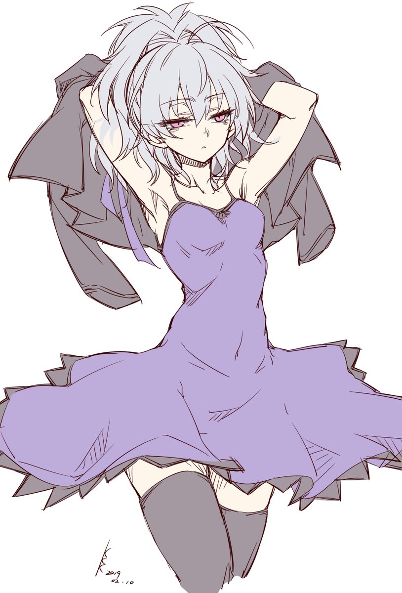 1girl, armpits, breasts, closed_mouth, darker_than_black, dress, highres, kaiser2050101