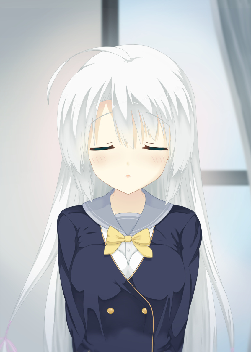 1girl, absurdres, ahoge, arms_behind_back, ayachi_nene, bangs, black_jacket, blazer