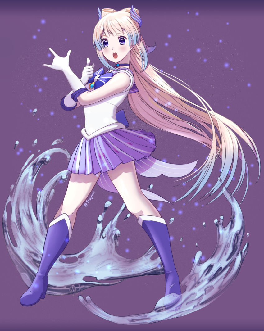 1girl, :o, \m/, alternate_costume, bangs, bishoujo_senshi_sailor_moon, blunt_bangs, boots