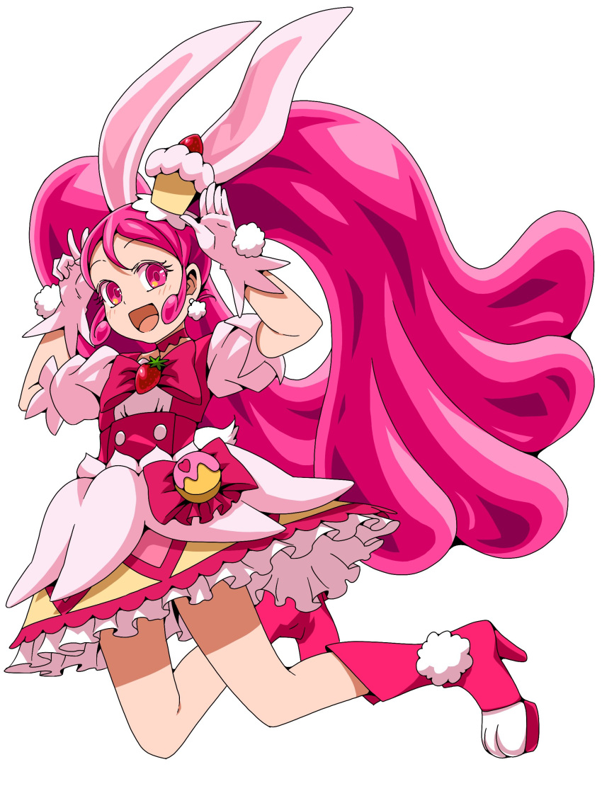 1girl, :d, absurdres, animal_ears, bangs, blush, bow, bowtie