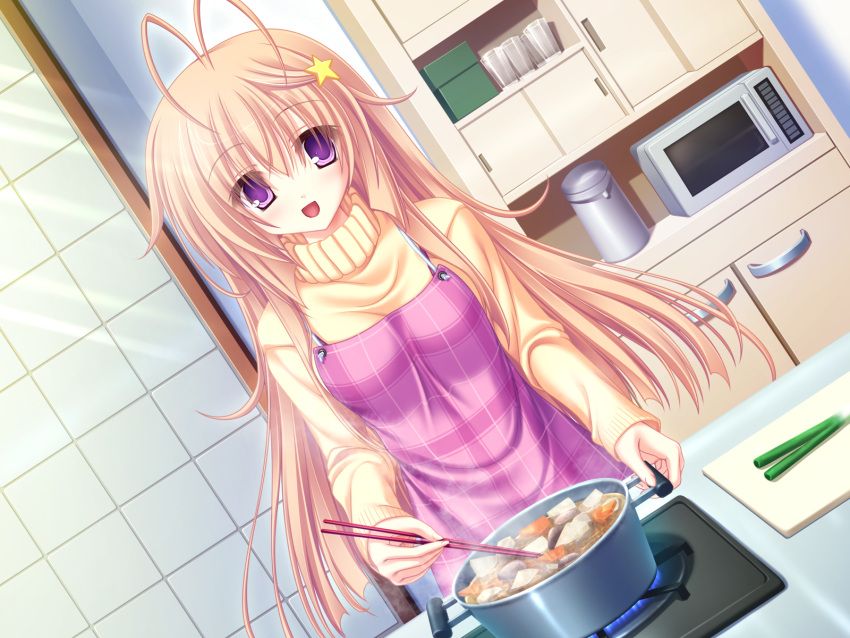 apron, game_cg, meri_chri, mikagami_mamizu, seiya_mashiro, violet_eyes, whirlpool