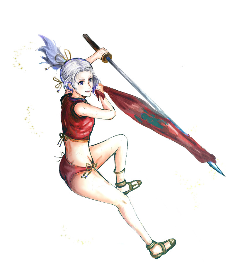 1girl, adapted_costume, alternate_costume, alternate_hairstyle, ass, attack, bikini, edelgard_von_hresvelg