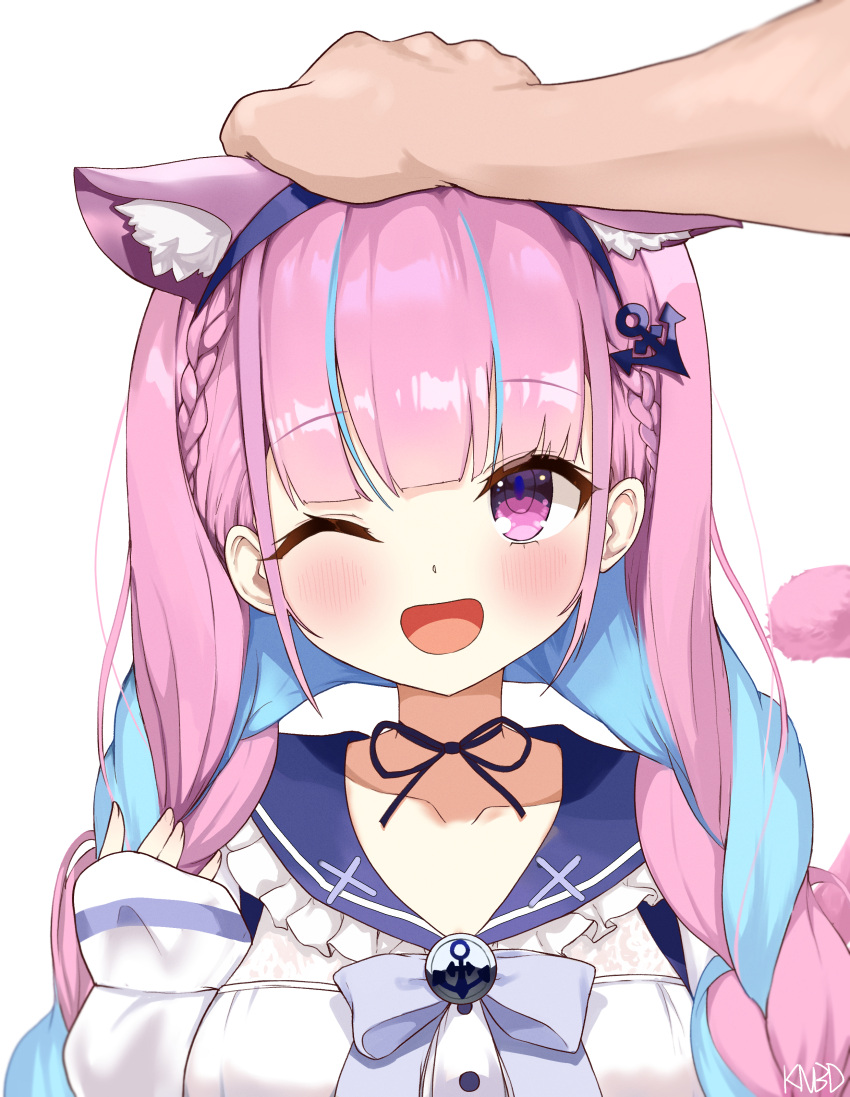 1girl, absurdres, anchor_hair_ornament, anchor_symbol, animal_ear_fluff, animal_ears, bangs, blue_choker