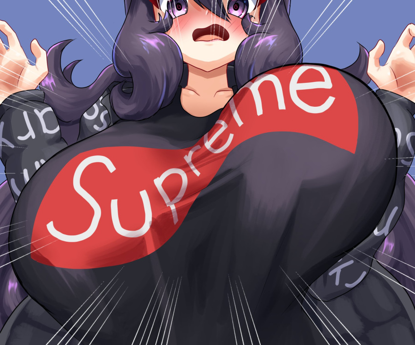 1girl, @_@, bouncing_breasts, breasts, hex_maniac_(pokemon), highres, huge_breasts, inktober