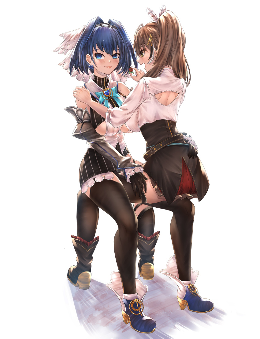 absurdres, ahoge, bangs, berry, blue_eyes, blue_hair, boots, bow