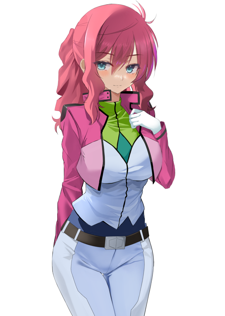 1girl, black_footwear, blue_eyes, blush, closed_mouth, cowboy_shot, feldt_grace, gundam