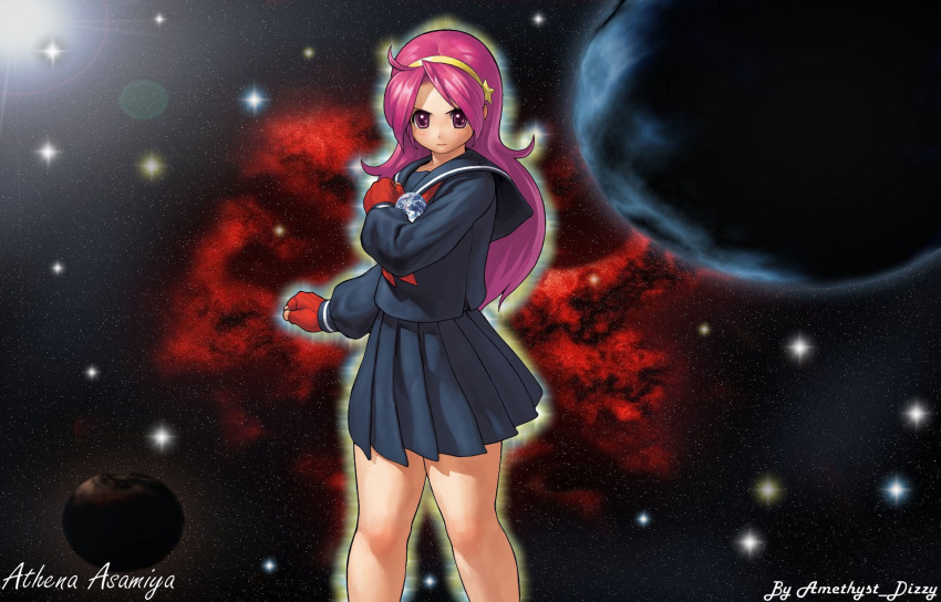 asamiya_athena, earth, giant, giantess, goddess, king_of_fighters, long_hair, princess_athena