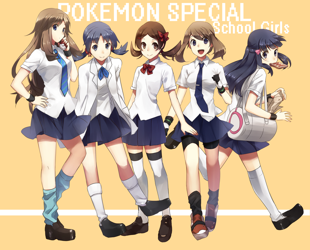 alternate_costume, bag, bike_shorts, black_hair, blazer, blue_(pokemon), blue_eyes, blue_hair