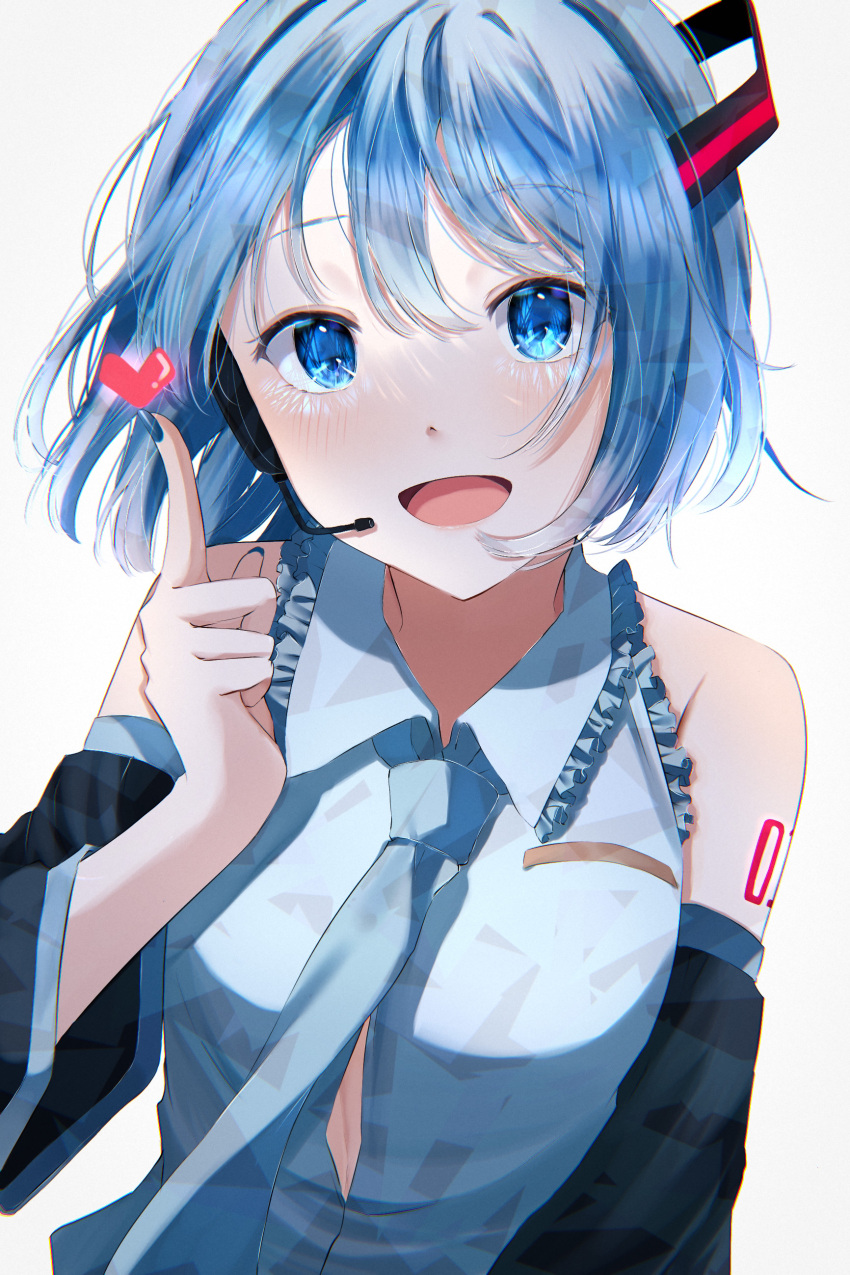 1girl, :d, absurdres, bangs, black_sleeves, blue_eyes, blue_hair, blue_nails