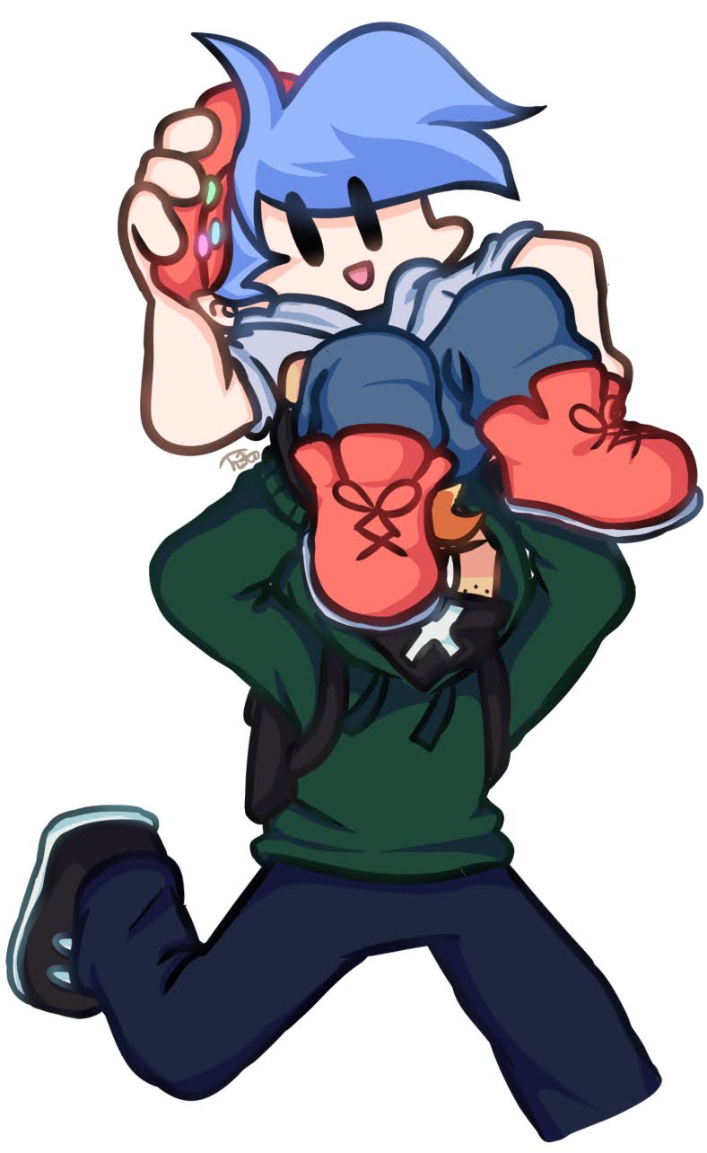 2boys, alternate_universe, bandana, bandana_over_mouth, black_eyes, blue_hair, boyfriend_(friday_night_funkin'), carrying, carrying_overhead, english_commentary, fannamedtan, freckles, friday_night_funkin', friday_night_funkin'_soft, hat, hood, hood_up, hoodie, male_focus, multiple_boys, orange_hair, pico_(pico's_school), running, short_hair, simple_background, smile, white_background