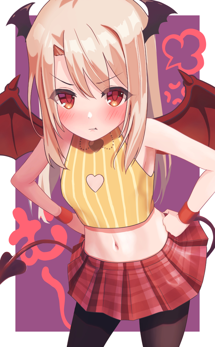 1girl, bangs, bare_shoulders, blonde_hair, blush, breasts, brown_legwear, crop_top
