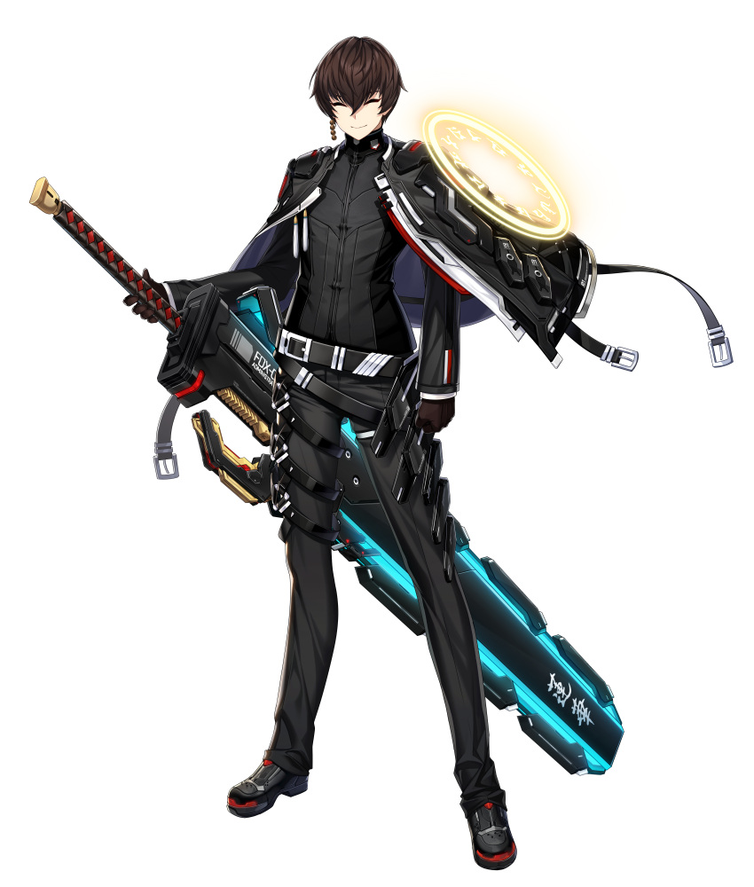 1boy, absurdres, alpha_transparency, belt, belt_buckle, black_gloves, black_hair, black_pants