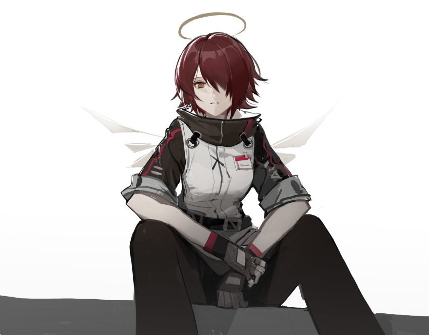 1girl, absurdres, arknights, bangs, breasts, exusiai_(arknights), fingerless_gloves, gloves