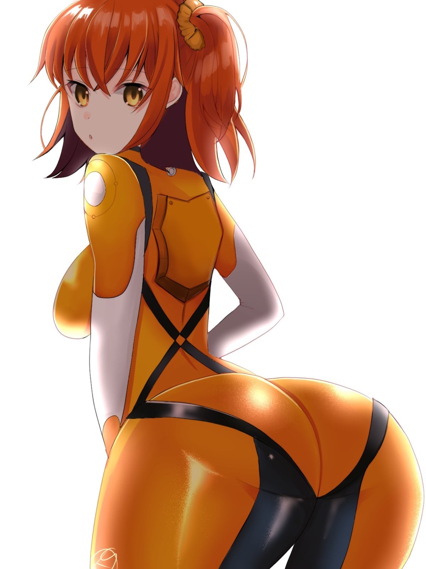 1girl, ahoge, arched_back, ass, bangs, bodysuit, breasts, chaldea_combat_uniform