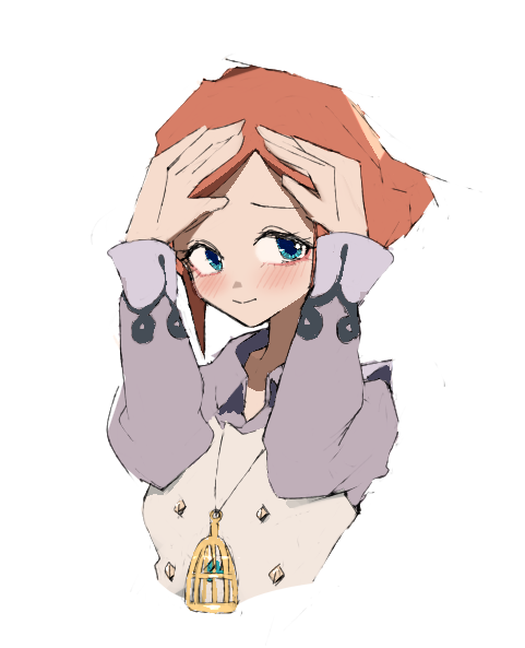 1girl, blue_eyes, blush, brown_hair, jewelry, kyokugen_dasshutsu, kyokugen_dasshutsu_adv:_zennin_shibou_desu, long_sleeves