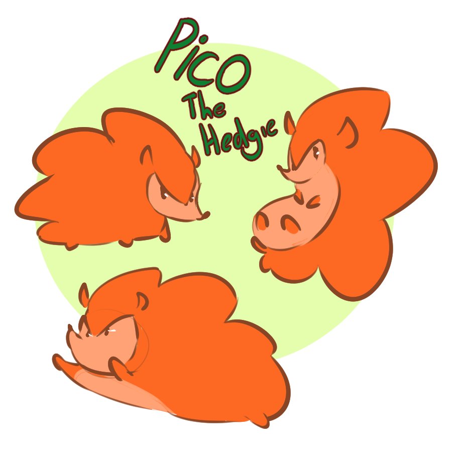 1boy, animalization, character_name, english_text, hedgehog, orange_fur, paptrisha, pico's_school