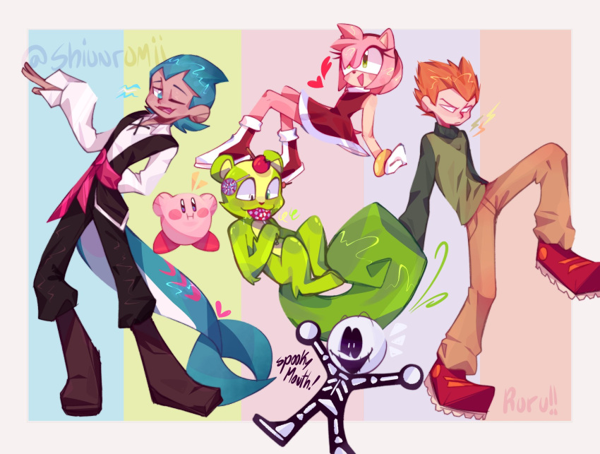 1girl, 5boys, amy_rose, cookie_run, furry, happy_tree_friends, kirby, kirby_(series)